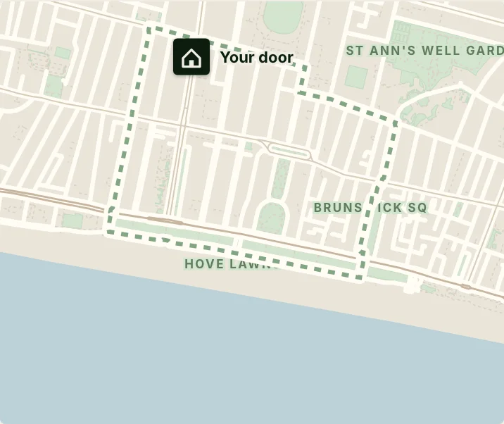 Map of a 3.4 km loop that starts and ends at your door